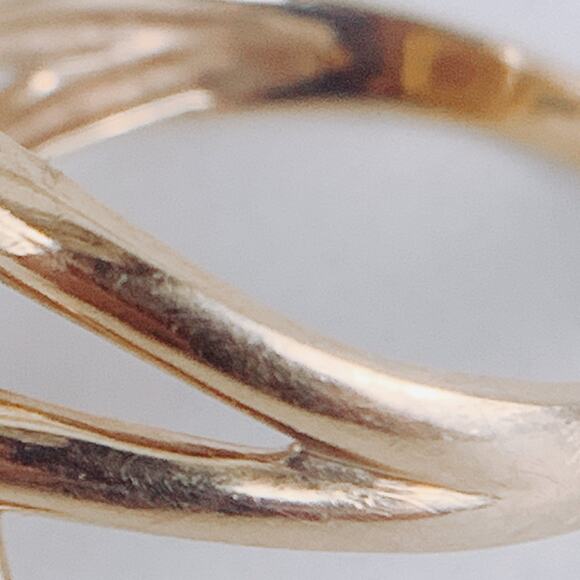 14K Gold Mid Century Diamond Cocktail Ring Retro Swirl Design VTG Ring, 50s 60s - Picture 5 of 16